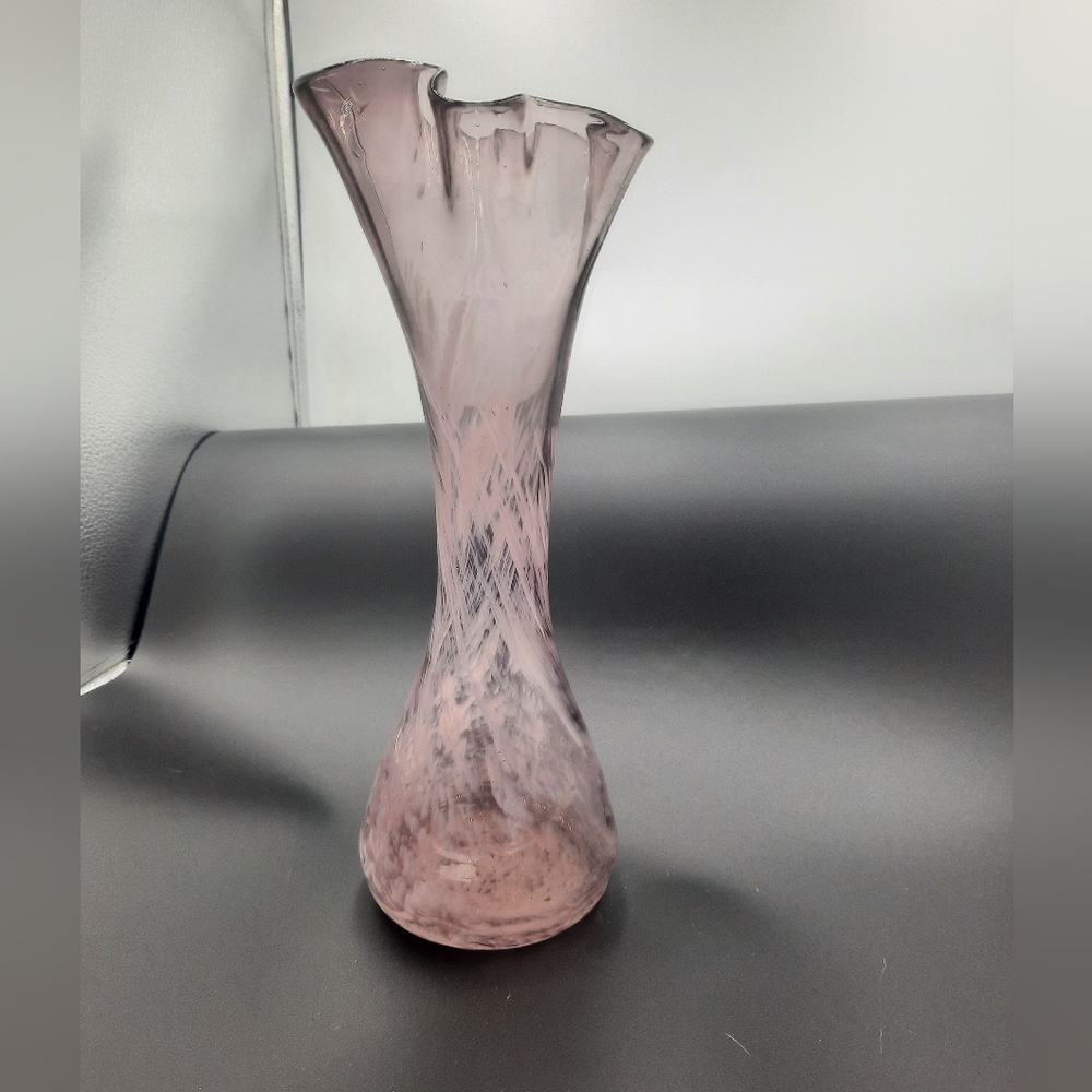 Vintage Lefton Art Glass Vase Light Purple